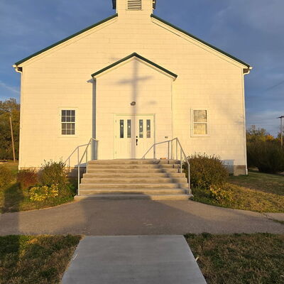 View of new front doors from the outside of the church