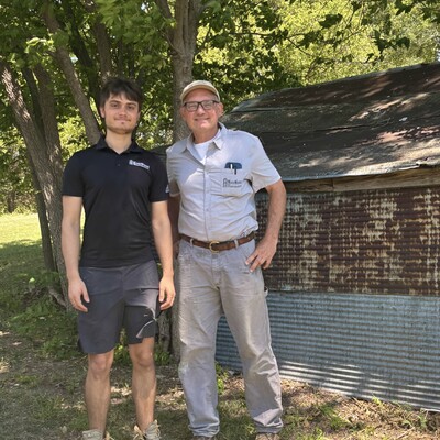 John Wood (R) and his son, Linus Wood (L) of WoodWorks Restoration from Denton, Kansas.