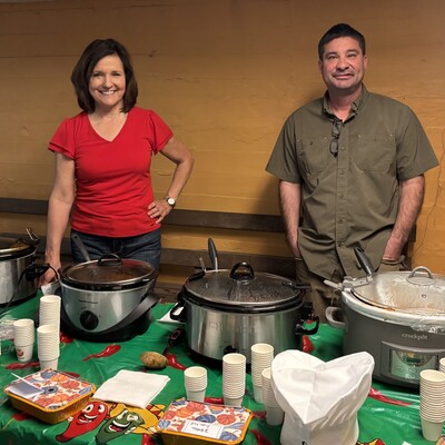 Chairman Cheryl Mussatto and Board Member Ron Rindt overseeing the chili cookoff contest