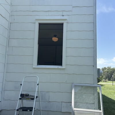 Outside view of the same Sunday School room at the back of the church
