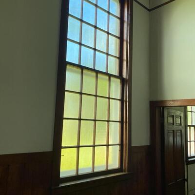 Large window restoration - how it looks from inside the church