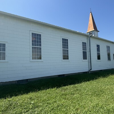 North side view of church - windows are looking are looking so much better!